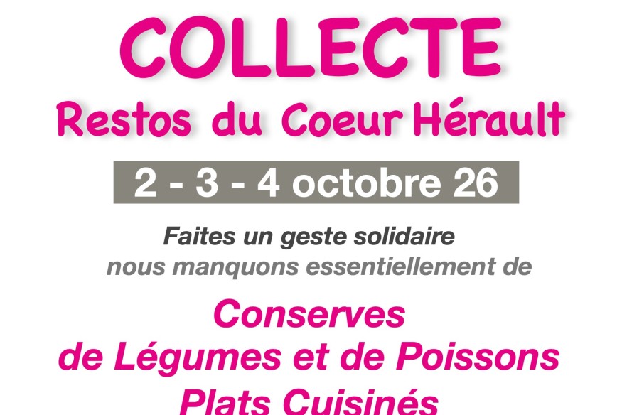HERAULT Restos du Cœur URGENCE Collecte!